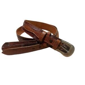 Vtg Patchwork Stitched Snakeskin Mens Belt w/ Buckle Tony Lama SZ 42 Made in USA